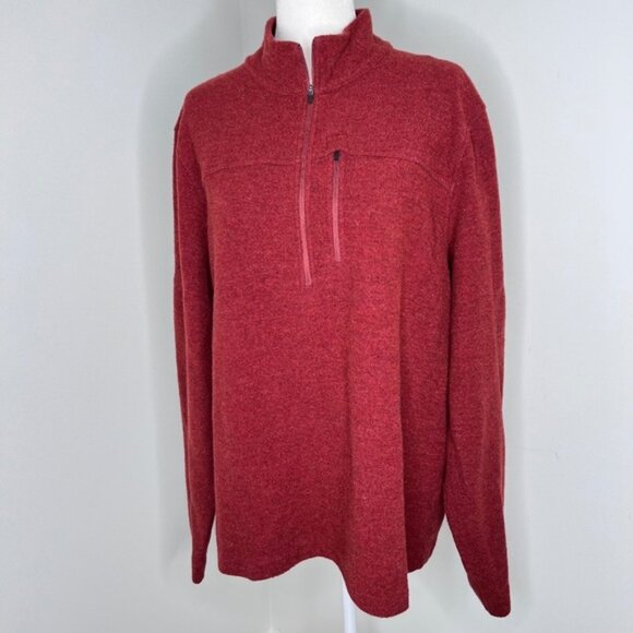 Ibex Merino Wool Half Zip Burnt Orange Mens Sweater Sweatshirt XL - Picture 1 of 4